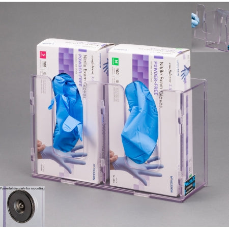 Poltex Glove Box Holder Magnet Mounted 2-Box Capacity Clear 10-1/2 W X 3-1/4 D X 10 H Inch Petg - 2GBSHORT-M