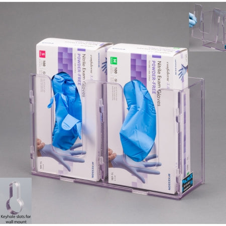 Poltex Glove Box Holder Wall Mounted 2-Box Capacity Clear 10-1/2 W X 3-1/4 D X 10 H Inch Petg - 2GBSHORT-W