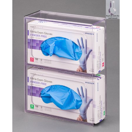 Poltex - Glove Box Holder Wall Mounted 2-Box Capacity Clear 10-1/2 W X 3-1/4 D X 10 H Inch PETG Plastic - 2GBST-W
