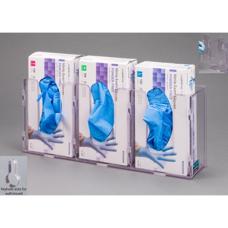 Poltex Glove Box Holder Wall Mounted 3-Box Capacity Clear 10-1/2 W X 3-1/4 D X 15 H Inch Petg - 3GBSHORT-W