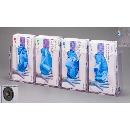 Poltex Glove Box Holder Magnet Mounted 4-Box Capacity Clear 10-1/4 W X 3-3/4 D X 20 H Inch Petg - 4GBSHORT-M