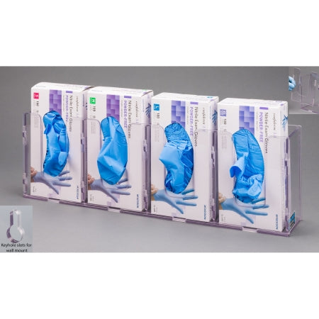 Poltex Glove Box Holder Wall Mounted 4-Box Capacity Clear 10-1/4 W X 3-3/4 D X 20 H Inch Petg - 4GBSHORT-W