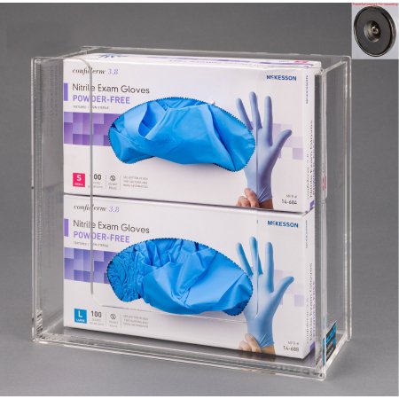Poltex Glove Box Holder Wall Mounted 2-Box Capacity Clear 10-1/4 W X 3-3/4 D X 10 H Inch Acrylic - ACGB2-M