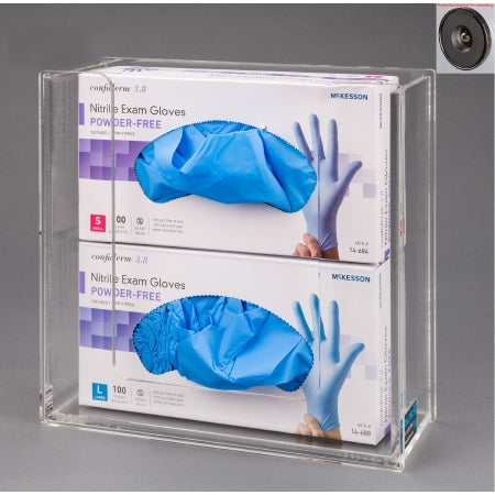 Poltex - Glove Box Holder Wall Mounted 2-Box Capacity Clear 10-1/4 W X 3-3/4 D X 10 H Inch Acrylic - ACGB2-M