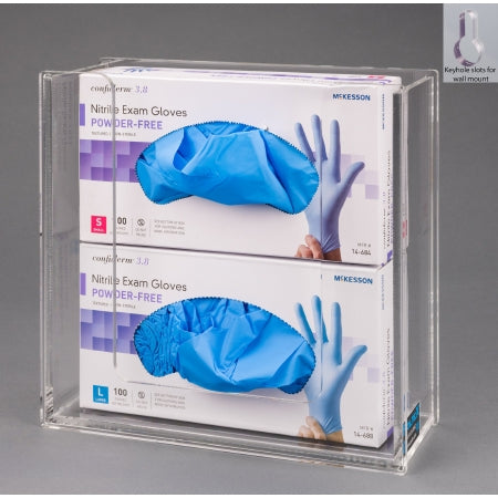 Poltex Glove Box Holder Wall Mounted 2-Box Capacity Clear 10-1/4 W X 3-3/4 D X 10 H Inch Acrylic - ACGB2-W