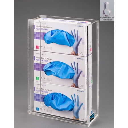 Poltex - Glove Box Holder Wall Mounted 3-Box Capacity Clear 10-1/4 W X 3-3/4 D X 15 H Inch Acrylic - ACGB3-W
