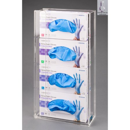 Poltex Glove Box Holder Wall Mounted 4-Box Capacity Clear 10-1/4 W X 3-3/4 D X 20 H Inch Acrylic - ACGB4-W