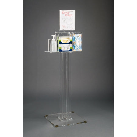 Poltex - Respiratory Hygiene Dispensing Station Floor Stand Clear Acrylic / PETG Plastic - RESPS-S