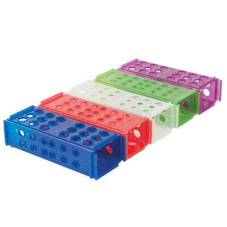 Heathrow Scientific 4-Way Test Tube Rack 60 Place 13 X 75 Mm / 13 X 100 Mm / 16 X 100 Mm / 16 X 125 Mm / 17 X 120 Mm Assorted Colors 2-4/5 X 3-4/5 X 9-1/8 Inch - 120683