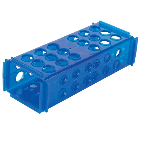 Heathrow Scientific 4-Way Test Tube Rack 60 Place 13 X 75 Mm / 13 X 100 Mm / 16 X 100 Mm / 16 X 125 Mm / 17 X 120 Mm Blue 2-4/5 X 3-4/5 X 9-1/8 Inch - 120684