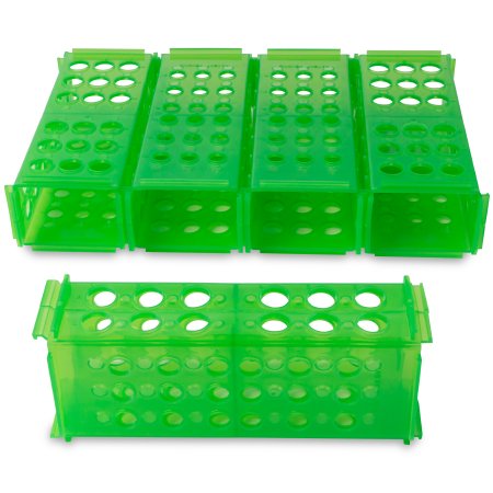 Heathrow Scientific 4-Way Test Tube Rack 60 Place 13 X 75 Mm / 13 X 100 Mm / 16 X 100 Mm / 16 X 125 Mm / 17 X 120 Mm Green 2-4/5 X 3-4/5 X 9-1/8 Inch - 120686