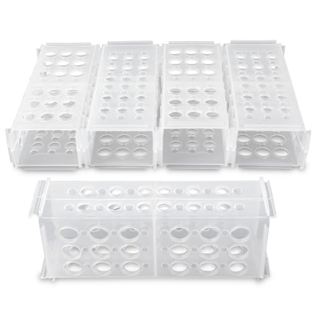 Heathrow Scientific - 4-Way Test Tube Rack 60 Place 13 X 75 mm / 13 X 100 mm / 16 X 100 mm / 16 X 125 mm / 17 X 120 mm Natural 2-4/5 X 3-4/5 X 9-1/8 Inch - 120687