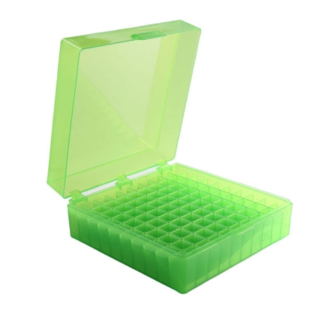 Heathrow Scientific - Cryo Storage Box 2-1/5 X 5-3/5 X 6 Inch Green Polypropylene 100 Tube Capacity - 120202