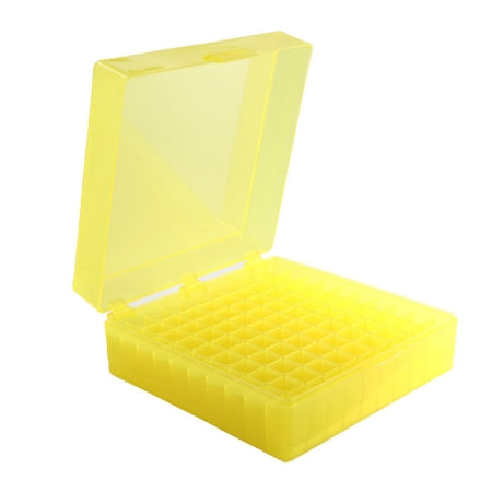 Heathrow Scientific - Cryo Storage Box 2-1/5 X 5-3/5 X 6 Inch Yellow Polypropylene 100 Tube Capacity - 120203