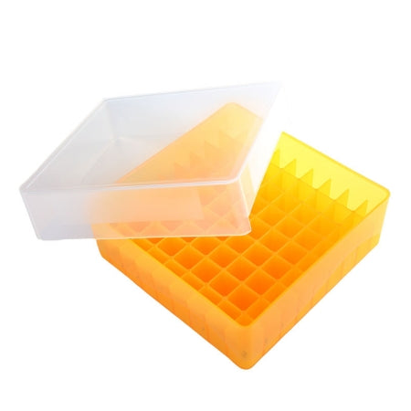Heathrow Scientific - Cryo Storage Box 1-7/8 X 5-1/8 X 5-1/8 Inch Orange Polypropylene 81 Tube Capacity - 120039