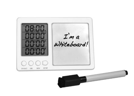 Heathrow Scientific Timer With Whiteboard Count Up Or Down To 24 Hours And 59 Minutes, 4 Timer Channels - HS120365