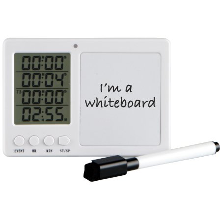 Heathrow Scientific - Timer with Whiteboard Count Up or Down to 24 Hours and 59 Minutes, 4 Timer Channels - 120365