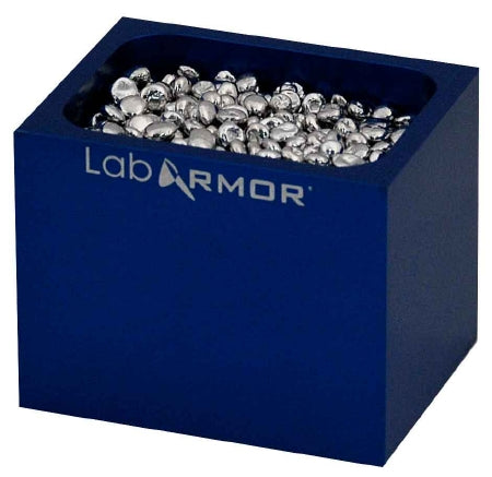 Sheldon Manufacturing Single Bead Block Lab Armor Blue, 3 X 3 X 3-4/5 Inch Exterior, 2-1/2 X 2-1/2 X 3-1/5 Inch Interior Dimensions, 0.25 Liter Beads For Use With Any Standard Commercially Available Dry Bath - 52100-BLU
