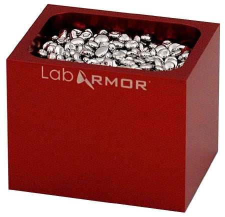Sheldon Manufacturing Single Bead Block Lab Armor Red, 3 X 3 X 3-4/5 Inch Exterior, 2-1/2 X 2-1/2 X 3-1/5 Inch Interior Dimensions, 0.25 Liter Beads For Use With Any Standard Commercially Available Dry Bath - 52100-RED
