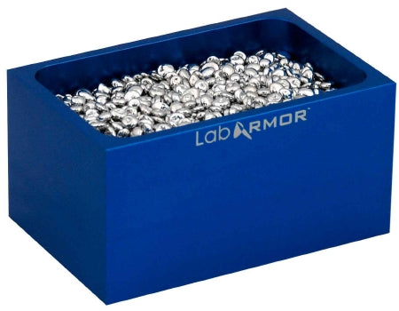 Sheldon Manufacturing Double Bead Block Lab Armor Blue, 3 X 3-4/5 X 6 Inch Exterior, 2-1/2 X 3-1/5 X 5-1/2 Inch Interior Dimensions, 0.5 Liter Beads For Use With Any Standard Commercially Available Dry Bath - 52200-BLU