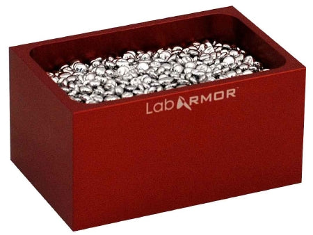 Sheldon Manufacturing Double Bead Block Lab Armor Red, 3 X 3-4/5 X 6 Inch Exterior, 2-1/2 X 3-1/5 X 5-1/2 Inch Interior Dimensions, 0.5 Liter Beads For Use With Any Standard Commercially Available Dry Bath - 52200-RED