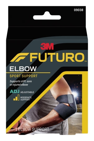 3M Elbow Support  Futuro Sport One Size Fits Most Hook And Loop Strap Closure Wraparound Left Or Right Elbow 6-1/2 To 13-1/2 Inch Elbow Circumference Black - 09038ENR