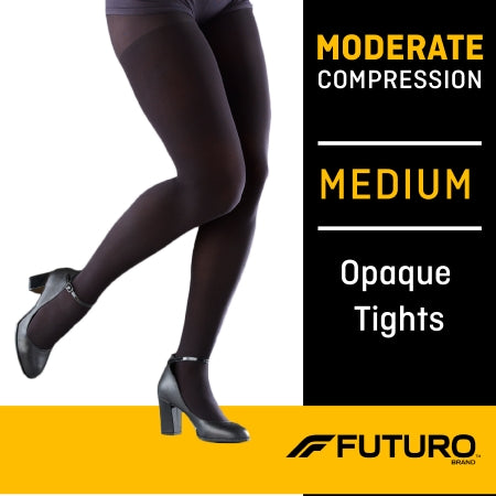 3M Futuro Opaque - Compression Pantyhose Waist High Medium Black Closed Toe - 71070EN