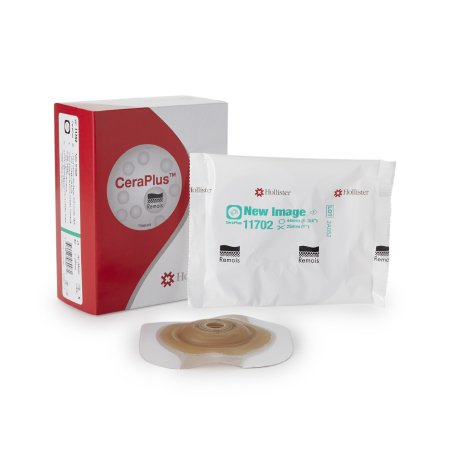 New Image CeraPlus - Ostomy Barrier Trim to Fit, Extended Wear Adhesive Tape Borders 44 mm Flange Green Code System Up to 1 Inch Opening - 11702