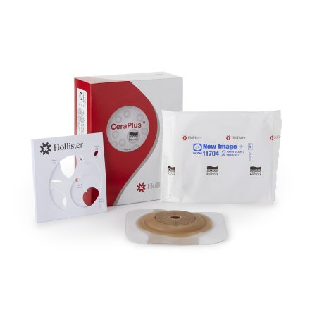New Image CeraPlus - Ostomy Barrier Trim to Fit, Extended Wear Adhesive Tape Borders 70 mm Flange Blue Code System Up to 2 Inch Opening - 11704