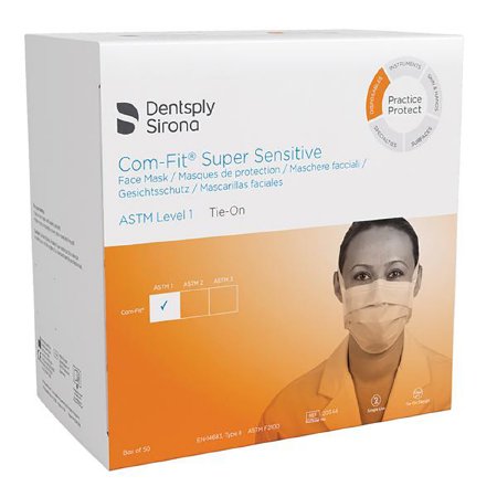 Com-Fit Super Sensitive - Procedure Mask Pleated Tie Closure One Size Fits Most White NonSterile ASTM Level 1 Adult - Ds Healthcare - 20344