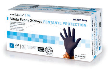 McKesson Confiderm LDC - Exam Glove Large NonSterile Nitrile Standard Cuff Length Fully Textured Blue Chemo Tested - McKesson - 14-6N46C