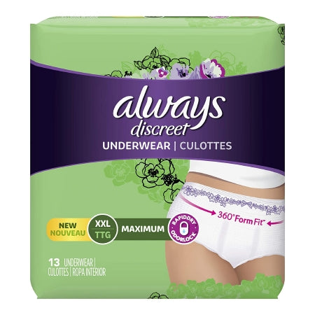 Always Discreet - Absorbent Underwear Pull On with Tear Away Seams 2X-Large Disposable - 10037000866487