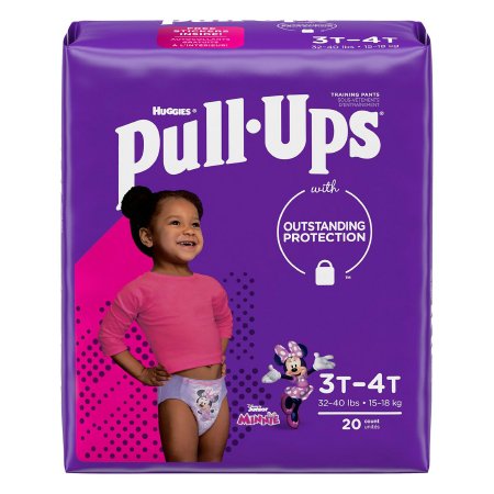 Pull-Ups Learning Designs for Girls - Female Toddler Training Pants Size 3T to 4T Disposable Moderate Absorbency - 51353