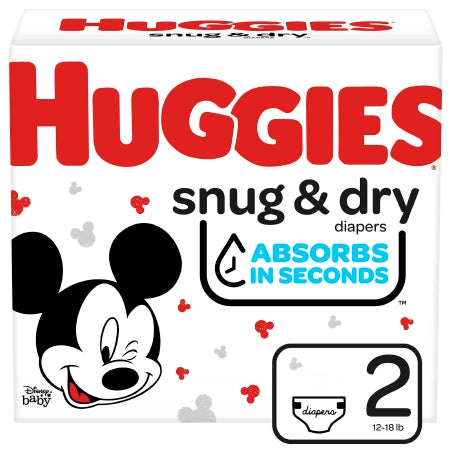 Kimberly Clark Unisex Baby Diaper Huggies Snug & Dry Size 2 Disposable Heavy Absorbency - 51469
