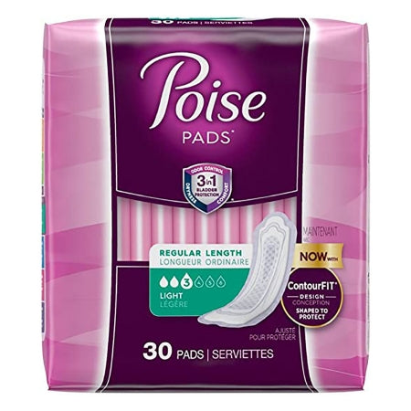 Kimberly Clark Bladder Control Pad Poise Light Absorbency Absorb-Loc Core One Size Fits Most Adult Female Disposable - 51668