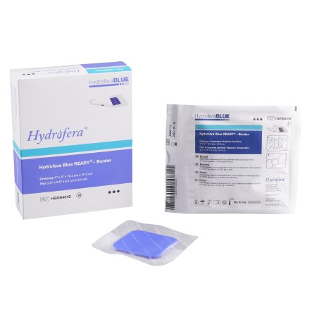 HydroferaBLUE READY-Border - Silicone Foam Dressing 4 X 4 Inch Square Silicone Adhesive with Border Sterile - HBRB4040