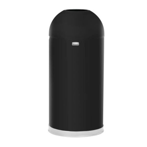 Rubbermaid Can Trash Steel 15Gal Open Lid Decorative/Recessed Handles Black Round Each - FGR1536EOTGLBK