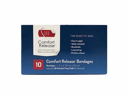 Global Biomedical Technologies Adhesive Dressing Comfort Release Sensitive Skin 2 X 4 Inch Nonwoven Film Rectangle Tan Sterile - GB102