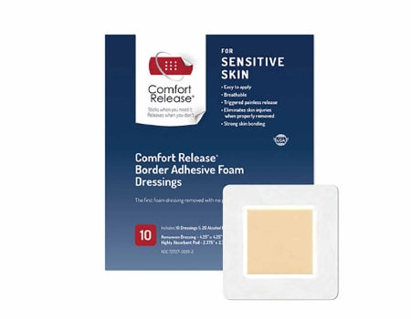 Global Biomedical Technologies Foam Dressing Comfort Release Sensitive Skin 4-1/4 X 4-1/4 Inch Square Adhesive With Border Sterile - GB115-01