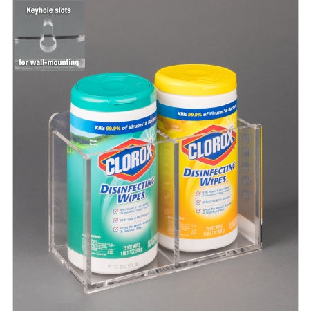 Poltex - Wipe Tub Holder Clear Acrylic Manual 2 Small Wipe Canisters Wall Mount - 2WIPTUB4.5-W