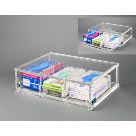 Poltex Glove Platform Holder Drawer Table Top 3-Box Capacity Clear 18.7 X 14.8 X 5 Inch Acrylic - 3DWRPLAT