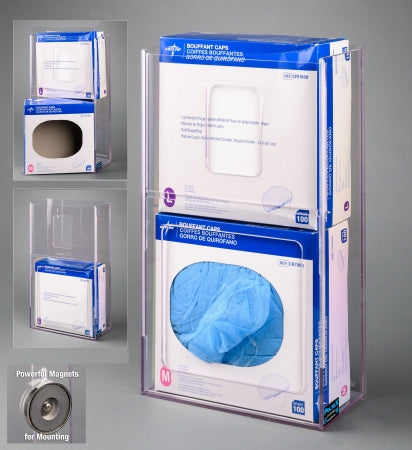 Poltex - Bouffant Cap Dispenser Magnetic Mount 2-Box Capacity Clear 4.8 X 11-1/4 X 20 Inch PETG Plastic - BOUFFCAP2VM-M