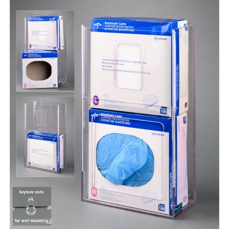 Poltex - Bouffant Cap Dispenser Wall Mount 2-Box Capacity Clear 4.8 X 11-1/4 X 20 Inch PETG Plastic - BOUFFCAP2VM-W