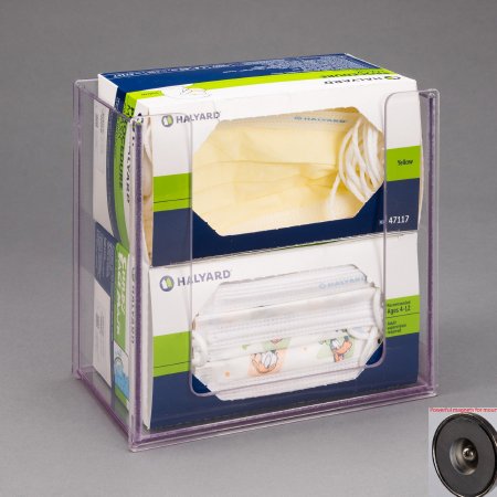 Poltex - Face Mask Dispenser Magnetic Mount 2-Box Capacity Clear 4-1/2 X 7-1/2 X 7-3/4 Inch PETG Plastic - CHLADLTMSK-M