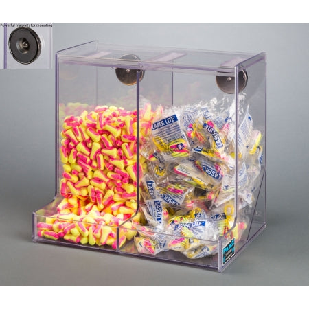 Poltex - Double Earplug Dispenser Magnetic Mount 2-Compartment Clear 5.6 X 11.2 X 12-1/2 Inch PETG Plastic - EARDOUB-M