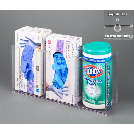 Poltex Glove Box Holder Wall Mounted 2-Box Capacity Clear 7-1/2 X 16-1/2 Inch Petg - GB2WIPE-W