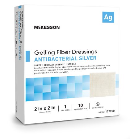 McKesson - Silver Gelling Fiber Dressing 2 X 2 Inch Square Sterile - 177200