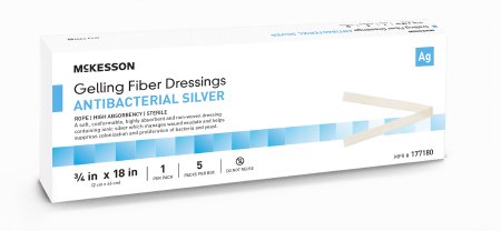 McKesson - Silver Gelling Fiber Dressing 3/4 X 18 Inch Rope Sterile - 177180