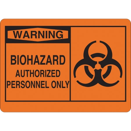 Grainger - Wall Sign Caution Warning BiioHazard Authorized Personnel Only with Symbol - 35GA15