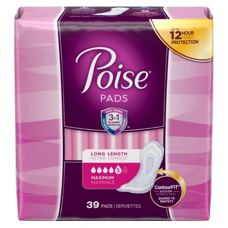 Kimberly Clark Bladder Control Pad Poise 14.6 Inch Length Heavy Absorbency Absorb-Loc Core One Size Fits Most Adult Female Disposable - 44561